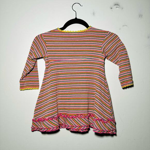 Shilav Girls Crochet Striped Long Sleeve Dress Size 4 - Picture 8 of 9